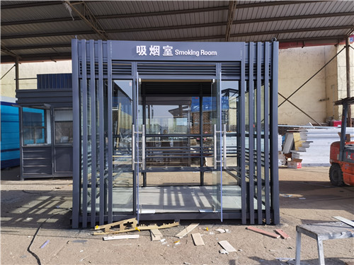 广州内蒙古工厂吸烟亭玻璃吸烟室完工